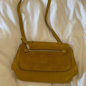 mustard yellow marc jacobs suede and leather cross body